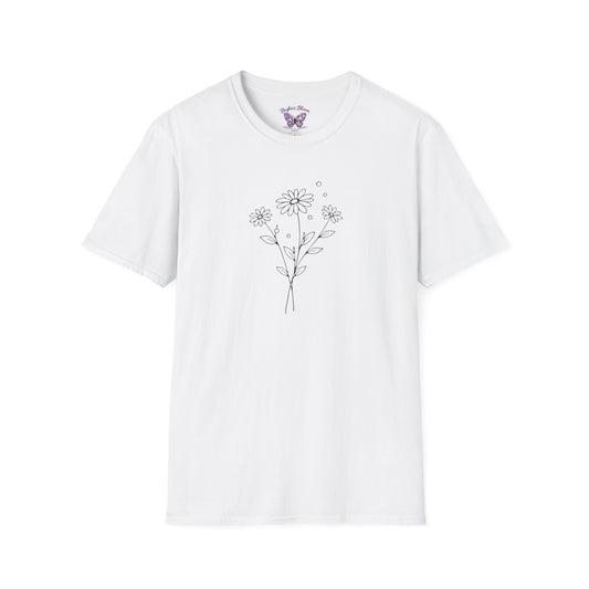Daisy Bouquet T-Shirt | Minimal Line Art Floral Tee