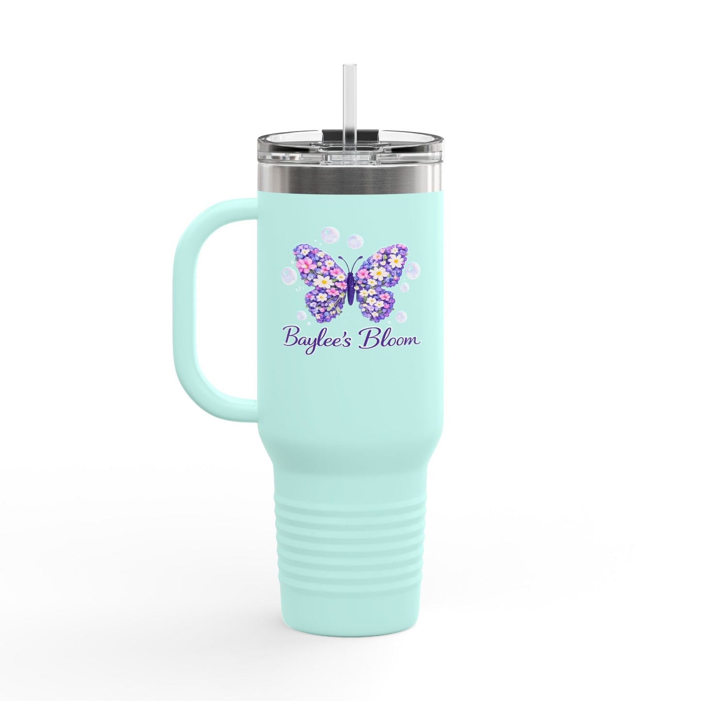 40oz Insulated Travel Mug — Watercolor Butterfly