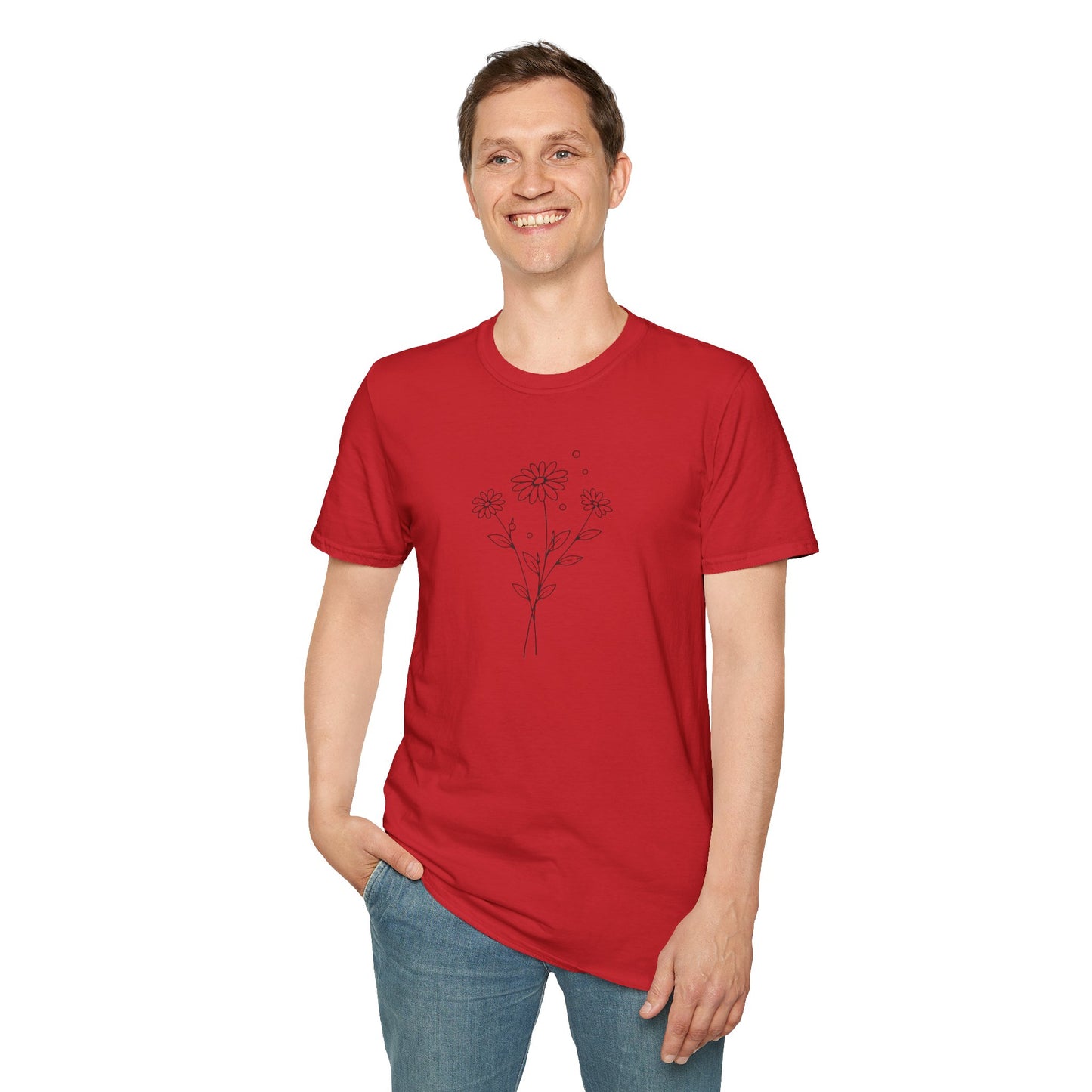 Daisy Bouquet T-Shirt | Minimal Line Art Floral Tee