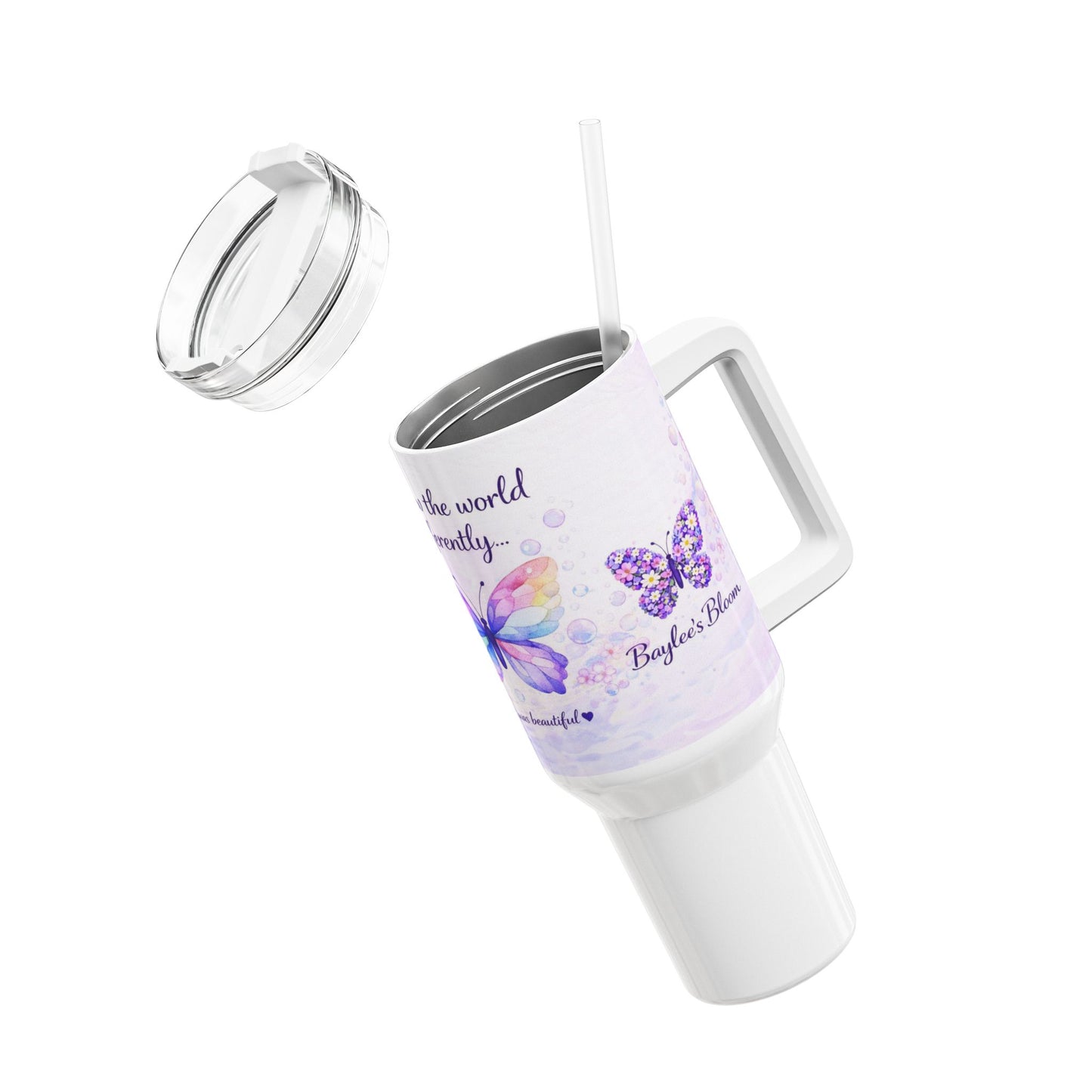 Baylee's Bloom Butterfly Tumbler - 40oz Insulated Travel Mug | Autism Awareness | Floral Butterfly Design