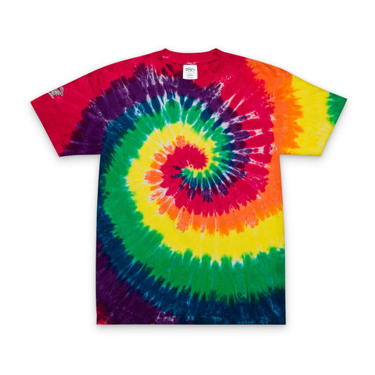 Tie-Dye Spiral Oversized T-Shirt — Embroidered Rainbow Swirl