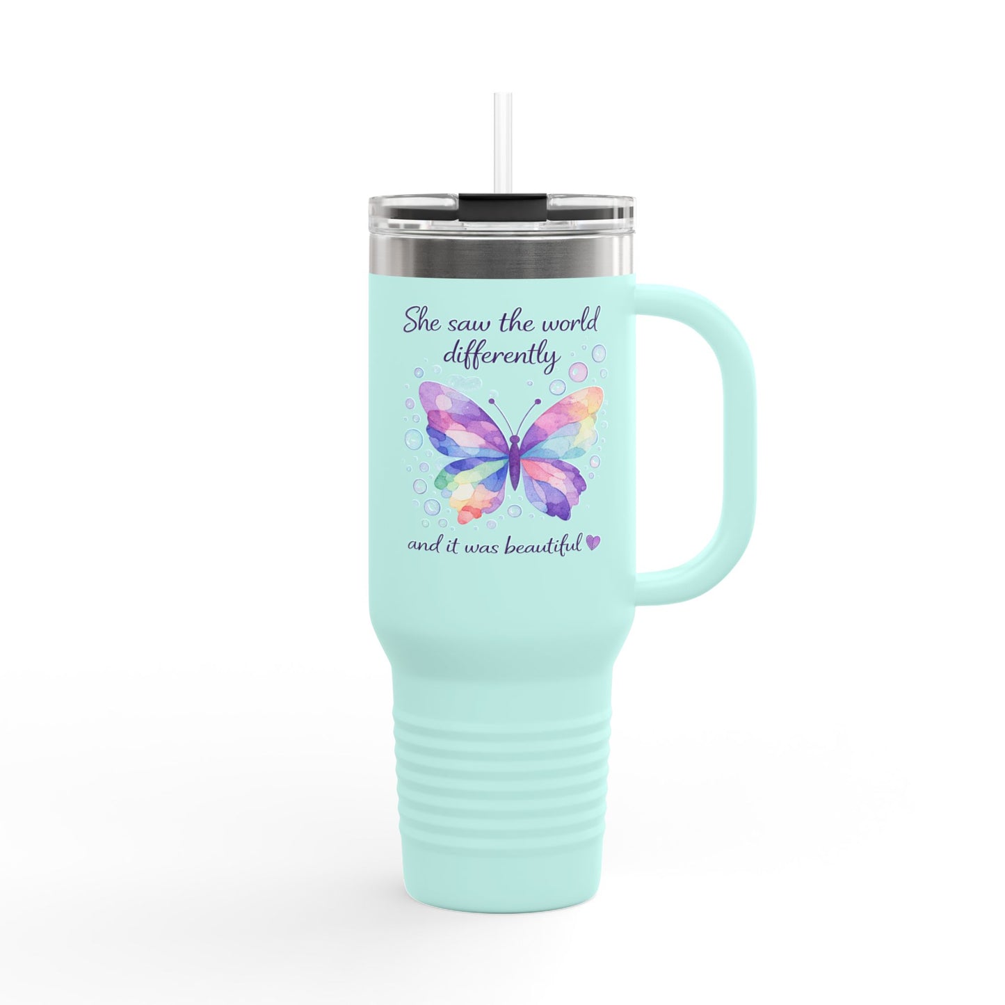 40oz Insulated Travel Mug — Watercolor Butterfly