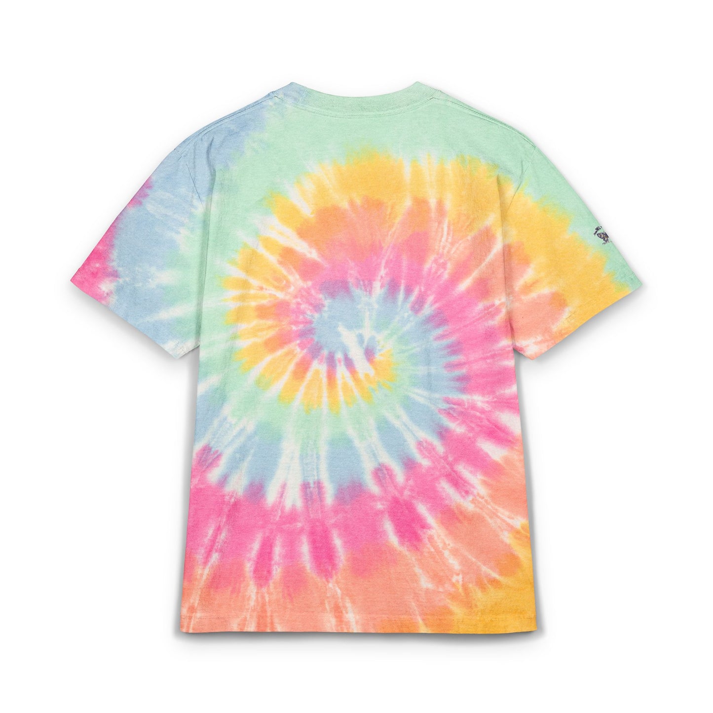 Tie-Dye Spiral Oversized T-Shirt — Embroidered Rainbow Swirl