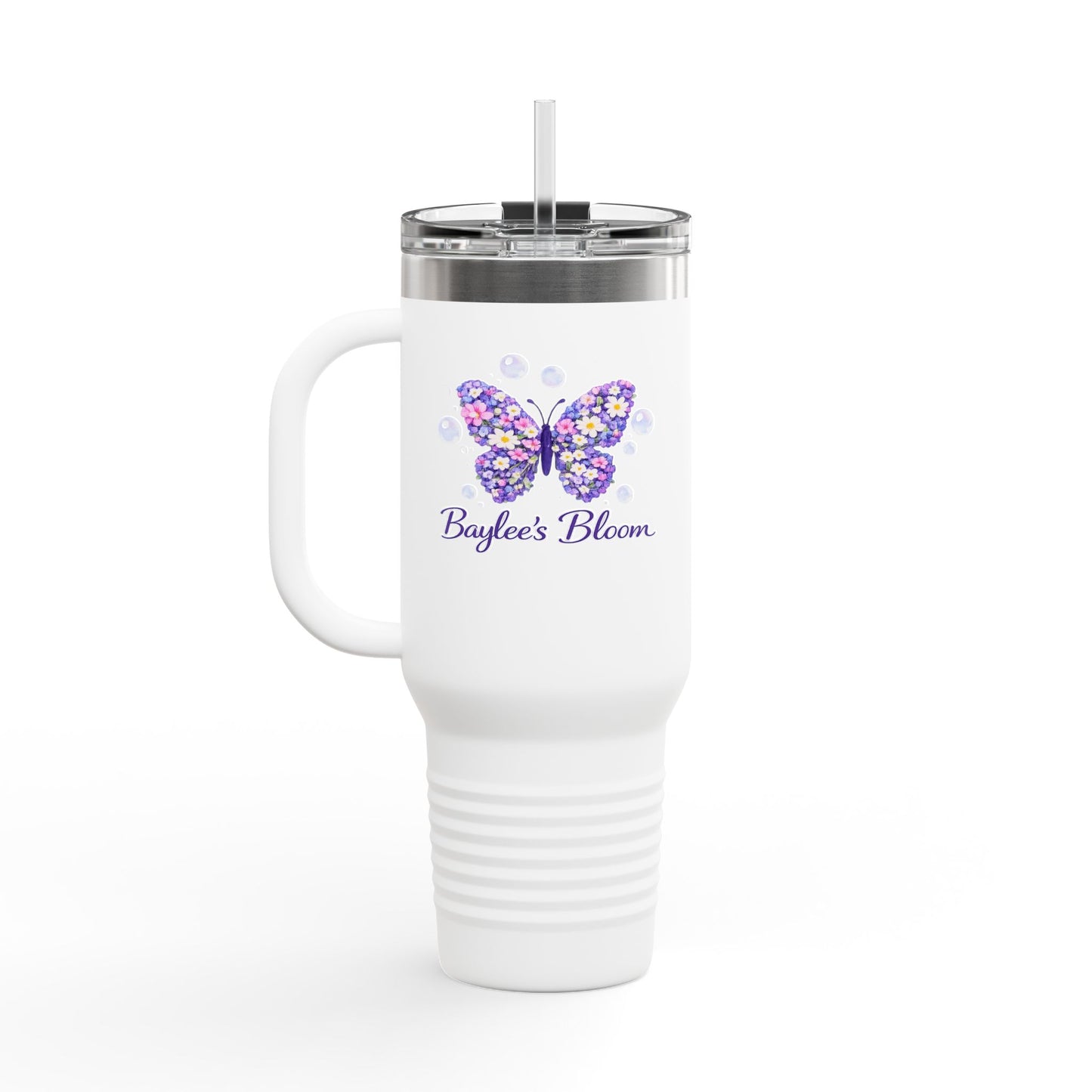 40oz Insulated Travel Mug — Watercolor Butterfly
