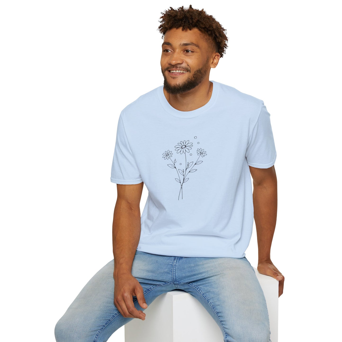 Daisy Bouquet T-Shirt | Minimal Line Art Floral Tee