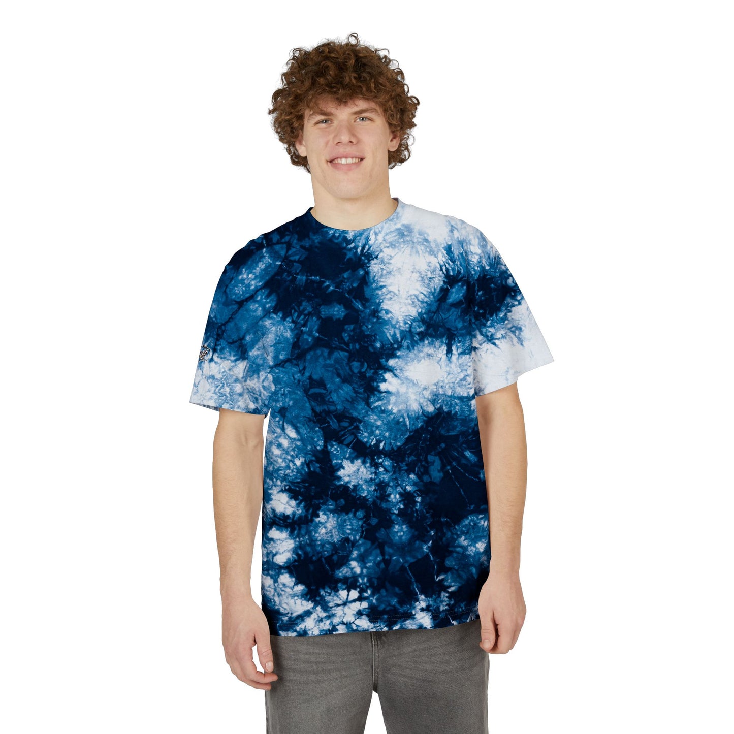 Tie-Dye Spiral Oversized T-Shirt — Embroidered Rainbow Swirl
