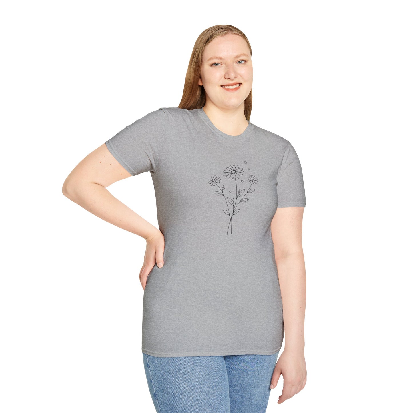 Daisy Bouquet T-Shirt | Minimal Line Art Floral Tee