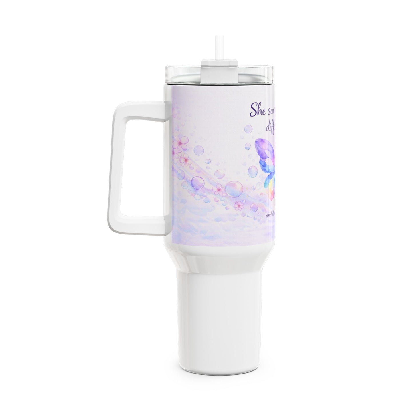 Baylee's Bloom Butterfly Tumbler - 40oz Insulated Travel Mug | Autism Awareness | Floral Butterfly Design